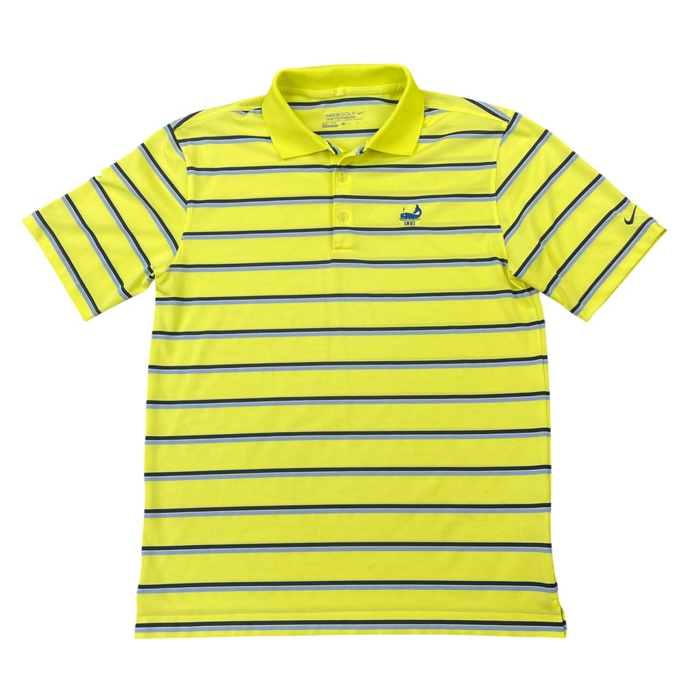 Nike Golf Tour Performance Polo Shirt Mens Medium Yellow Striped Maidstone Club
